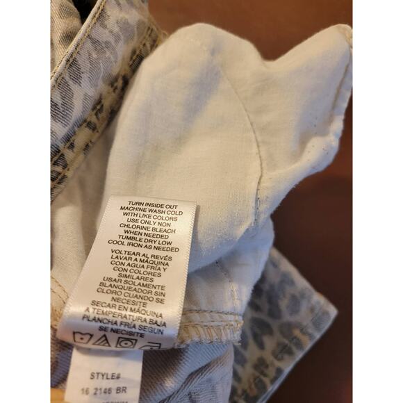 Vtg Jordache Cropped Jeans Tan Black Cheetah Print Mid Rise Skinny Size 14 - Picture 11 of 11